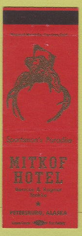 Matchbook Cover - Mitkof Hotel Petersburg AK Bernice Ragnar Stokke red