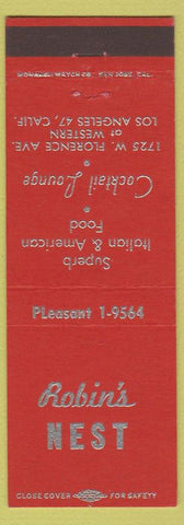 Matchbook Cover - Robin's Nest Los Angeles CA Italian