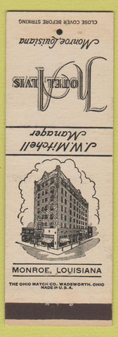 Matchbook Cover - Hotel Alvis Monroe LA