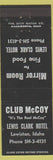 Matchbook Cover - Club McCoy Lewis Clark Hotel Lewiston ID