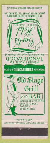 Matchbook Cover - Curtis Hotel Old Stage Grill Lenox MA