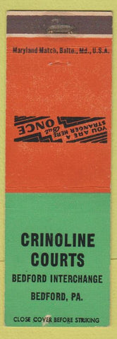 Matchbook Cover - Crinoline Courts Bedford PA