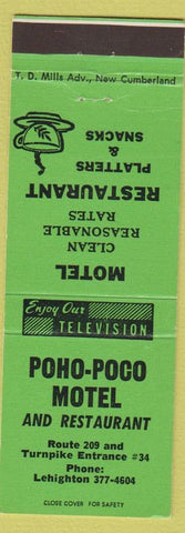 Matchbook Cover - Poho Poco Motel Restaurant Lehighton PA