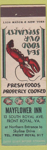 Matchbook Cover - Mayflower Inn Front Royal VA lobster