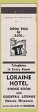 Matchbook Cover - Loraine Hotel Elkhorn WI top hat