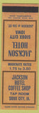 Matchbook Cover - Jackson Hotel Sioux City IA