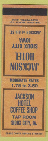 Matchbook Cover - Jackson Hotel Sioux City IA