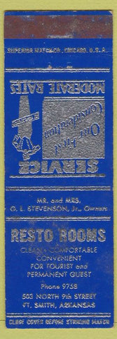 Matchbook Cover - Restro Rooms Fort Smith AR WORN