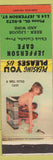 Matchbook Cover - Jefferson Cafe Chick Cialella NO TOWN pinup