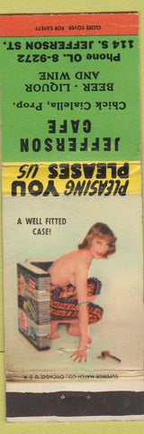 Matchbook Cover - Jefferson Cafe Chick Cialella NO TOWN pinup
