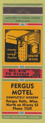 Matchbook Cover - Fergus Motel Fergus Falls MN