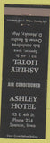 Matchbook Cover - Ashley Hotel Spencer IA low phone #  Bob Mitcheltree
