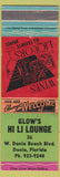 Matchbook Cover - Glow's HI Li Lounge Dania FL WORN