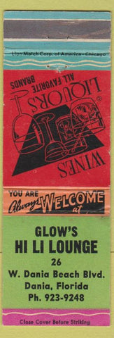 Matchbook Cover - Glow's HI Li Lounge Dania FL WORN