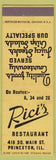 Matchbook Cover - Rici's Restaurant Princeton IL