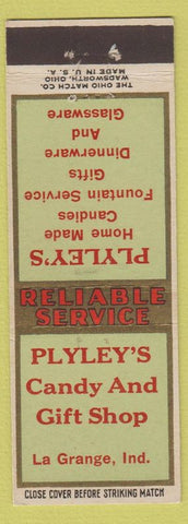 Matchbook Cover - Plyley's Candy Gift Shop LaGrange IN
