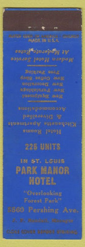 Matchbook Cover - Park Manor Hotel St Louis MO