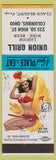 Matchbook Cover - Union Grill Columbus OH Claud Blount pinup