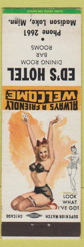 Matchbook Cover - Ed's Hotel Madison Lake MN pinup
