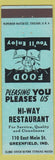 Matchbook Cover - Hi Way Restaurant Greenfield IN
