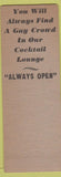 Matchbook Cover - Belmont Hotel Milwaukee WI