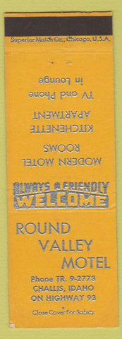Matchbook Cover - Round Valley Motel Challis ID yellow