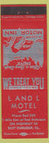 Matchbook Cover - L and L Motel East Dubuque IL red