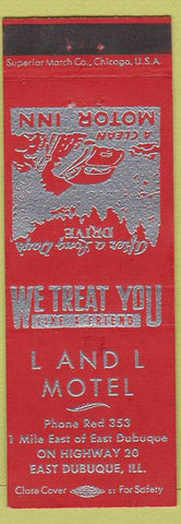 Matchbook Cover - L and L Motel East Dubuque IL red