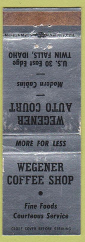 Matchbook Cover - Wegener Coffee Shop Twin Falls ID silver WEAR