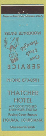 Matchbook Cover - Thatcher Hotel Houma LA teal