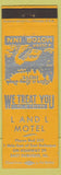 Matchbook Cover - L and L Motel East Dubuque IL yellow