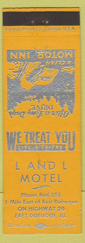Matchbook Cover - L and L Motel East Dubuque IL yellow