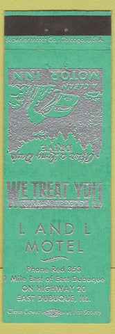 Matchbook Cover - L and L Motel East Dubuque IL teal