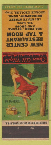 Matchbook Cover - New Center Restaurant Bridgeport CT Douglas MacArthur pinup