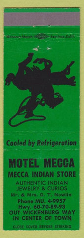 Matchbook Cover Motel Mecca Indian Store Native Americans Out Wickenburg Way AZ