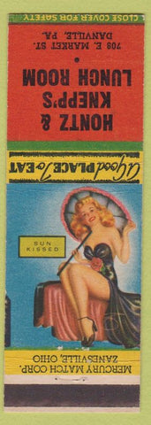 Matchbook Cover - Hontz Knepp's Lunch Room Danville PA pinup