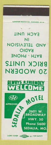 Matchbook Cover - Sedalia Motel MO