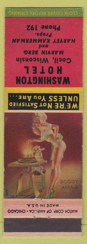 Matchbook Cover - Washington Hotel Cecil WI low phone # Kammerman Berg pinup