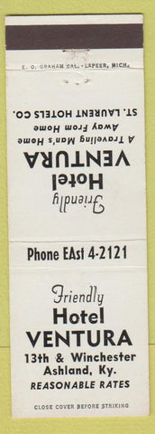 Matchbook Cover - Hotel Ventura Ashland KY white
