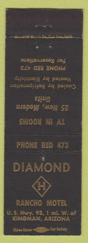 Matchbook Cover - Diamond H Rancho Motel Kingman AZ low phone # black