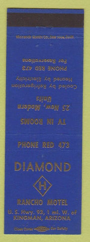 Matchbook Cover - Diamond H Rancho Motel Kingman AZ low phone # blue