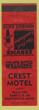 Matchbook Cover - Crest Motel Marysville KS low phone # red