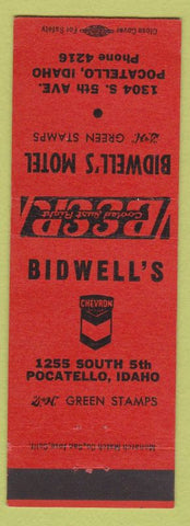 Matchbook Cover Bidwell's Motel Pocatello ID Chevron oil gas Green Stamps orange