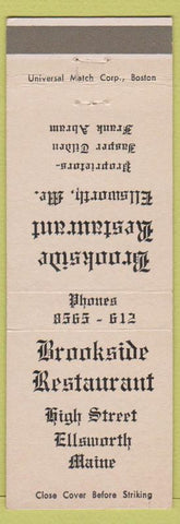 Matchbook Cover - Brookside Restaurant Ellsworth ME Jasper Tilden Frank Abram