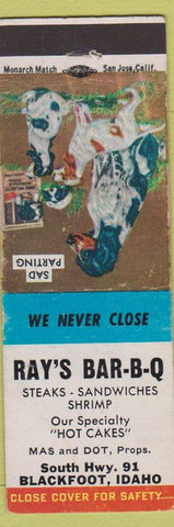 Matchbook Cover - Ray's BBQ Blackfoot ID
