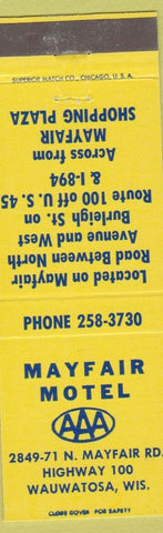 Matchbook Cover - Mayfair Motel Wauwatosa WI
