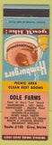 Matchbook Cover - Cole Farms Gray ME hamburgers hot dogs