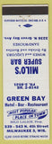 Matchbook Cover - Milo's Super Bar Green Bay Hotel Milwaukee WI Milo Lalich