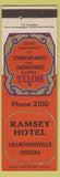 Matchbook Cover - Ramsey Hotel Crawfordsville IN