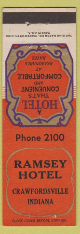 Matchbook Cover - Ramsey Hotel Crawfordsville IN